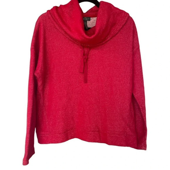 Lauren Ralph Lauren Women's Red Funnel Cowl Neck Pullover Sweatshirt Size Large - Picture 1 of 7